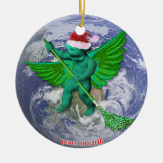 Green Angel Peace On Earth Christmas Tree Ornament