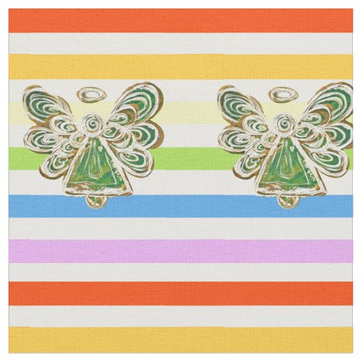 Green Angel Rainbow Stripe Fabric Art Material
