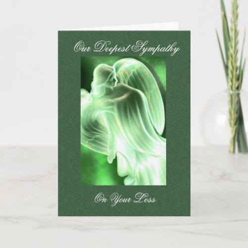 Green Angel Sympathy Card