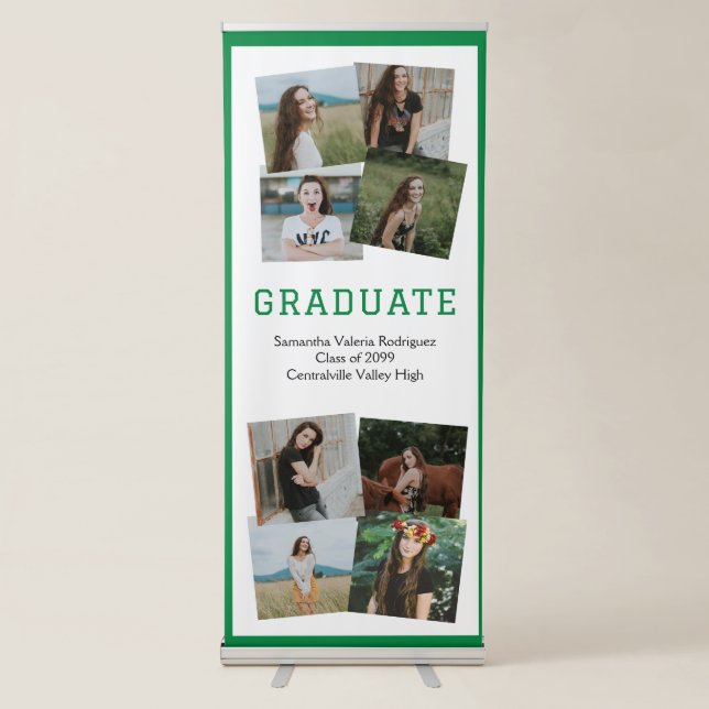 Green Angled Eight-Photo Graduation Retractable Banner (Front)