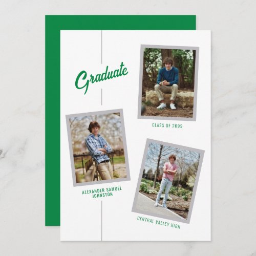 Green Angled Four_Photo Graduation Announcement