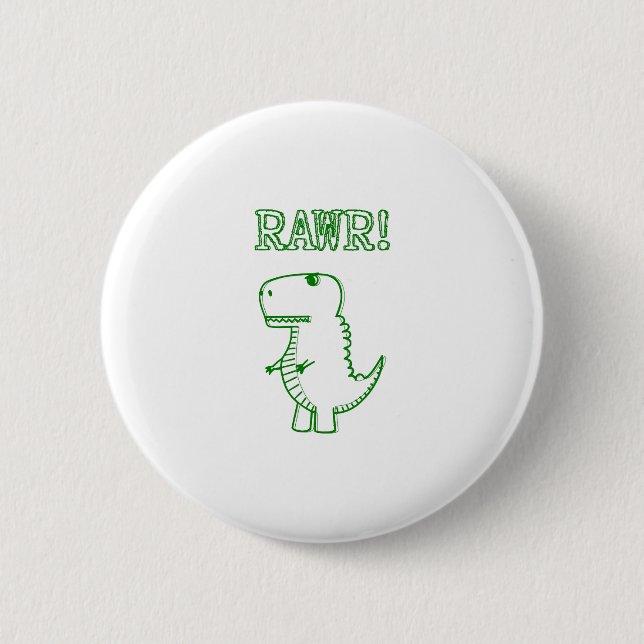 Green Angry T Rex Dino Button (Front)