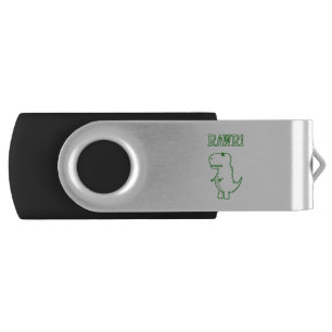 Green Angry T Rex Dino Flash Drive