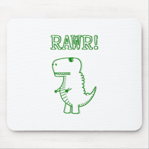 Green Angry T Rex Dino Mouse Pad