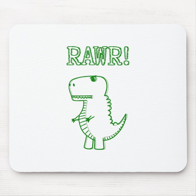 Green Angry T Rex Dino Mouse Pad (Front)