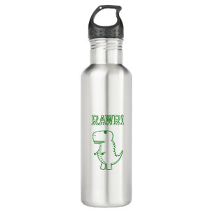 Green Angry T Rex Dino Stainless Steel Water Bottle