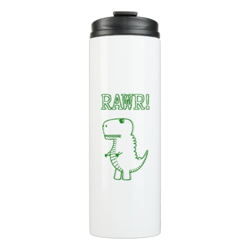 Green Angry T Rex Dino Thermal Tumbler