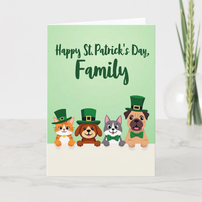 Green Animal Friends Holiday Card (Front)