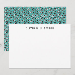 Green animal print pattern Personalized Note Card