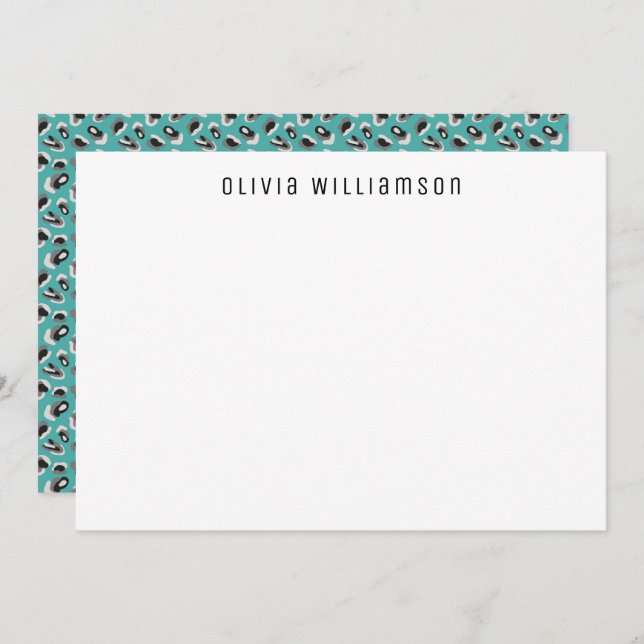Green animal print pattern Personalized Note Card (Front/Back)