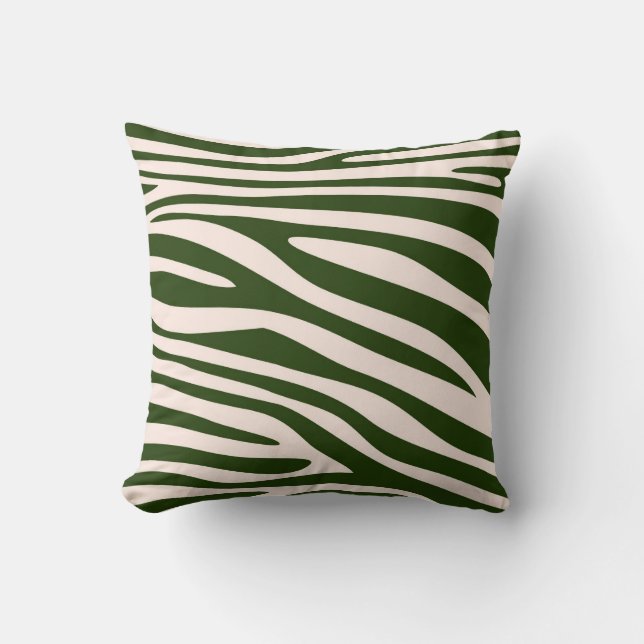 Green Animal print skin of Zebra Throw Pillow (Front)