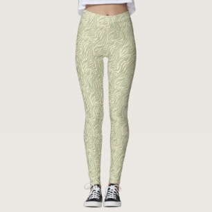 Green Animal Print Tiger Stripes Leggings