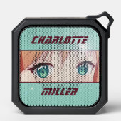 Green Anime Girl Eyes Custom Name Bluetooth Speaker (Front)