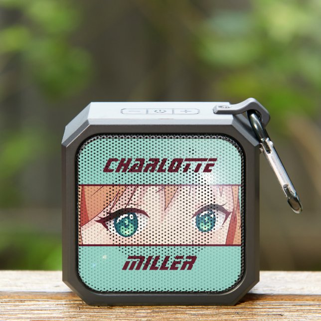 Green Anime Girl Eyes Custom Name Bluetooth Speaker (Insitu(Outdoor))