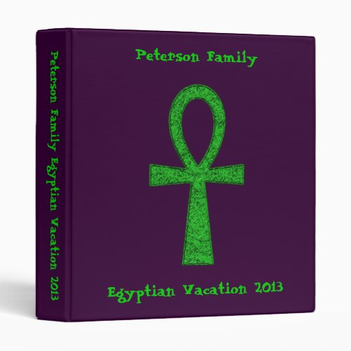 Green Ankh 3 Ring Binder