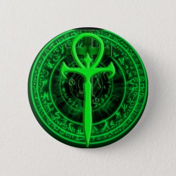Green Ankh Button by spike_wolf at Zazzle