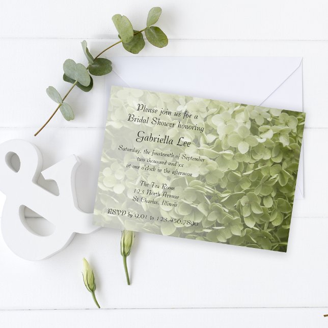 Green Annabelle Hydrangea Floral Bridal Shower Invitation (Creator Uploaded)