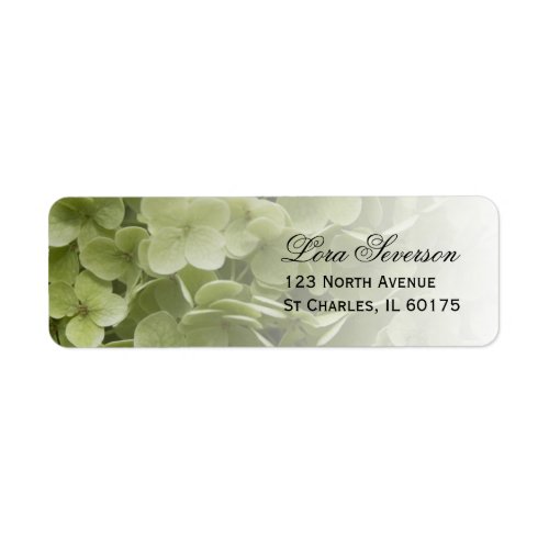 Green Annabelle Hydrangea Floral Return Address Label