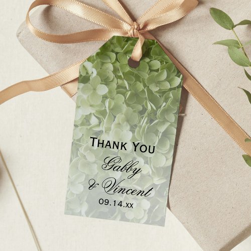 Green Annabelle Hydrangea Floral Wedding Favor Tag