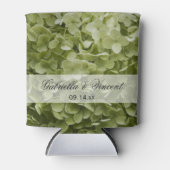 Green Annabelle Hydrangea Floral Wedding Favors Can Cooler (Front)