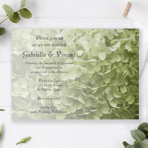 Green Annabelle Hydrangea Floral Wedding Invitation