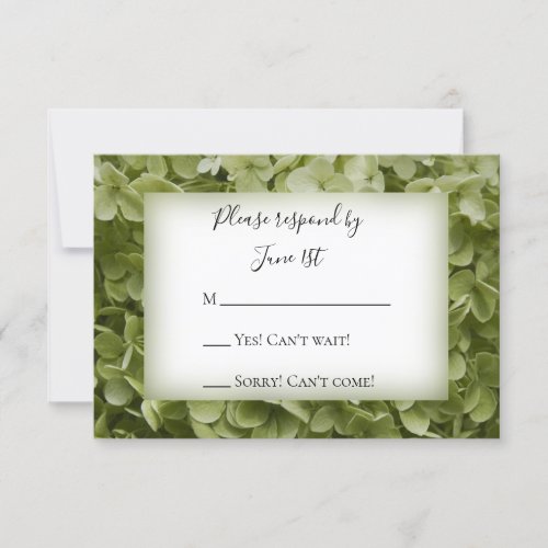 Green Annabelle Hydrangea Floral Wedding RSVP