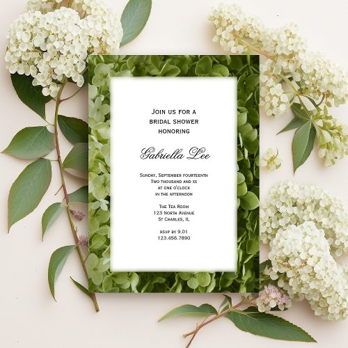 Green Annabelle Hydrangea Flower Bridal Shower Invitation