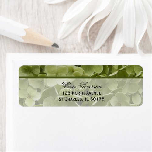 Green Annabelle Hydrangea Flower Return Address Label