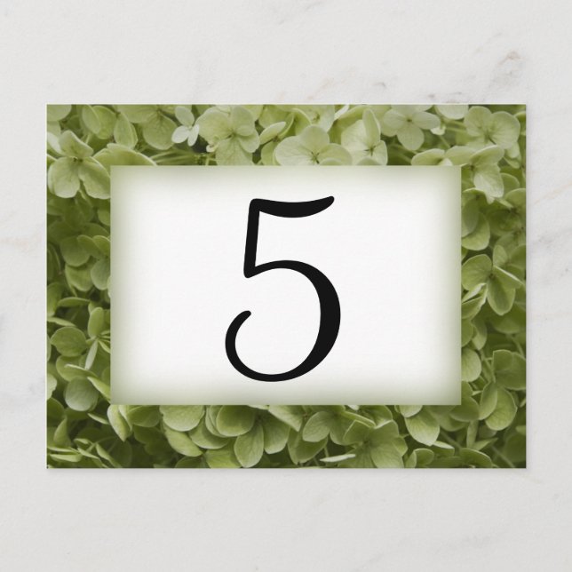 Green Annabelle Hydrangea Flower Table Numbers (Front)
