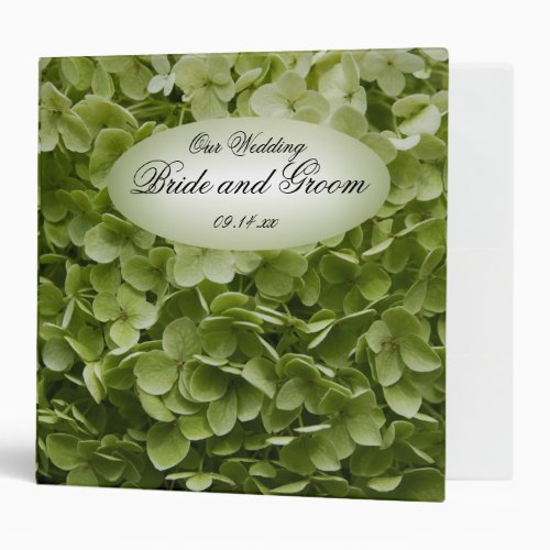 Green Annabelle Hydrangea Flower Wedding 3 Ring Binder