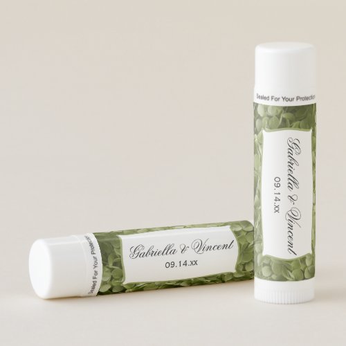 Green Annabelle Hydrangea Flowers Wedding Favor Lip Balm