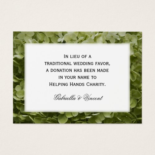 Annabelle Hydrangea Wedding Charity Favor Card Business Card