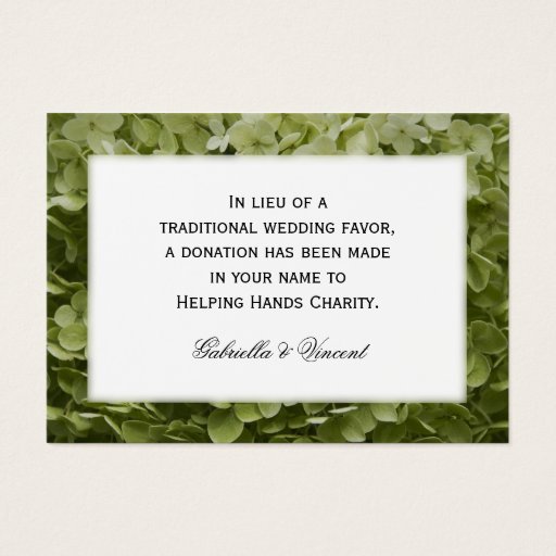 Customizable Annabelle Hydrangea Wedding Charity Favor Card Business Card