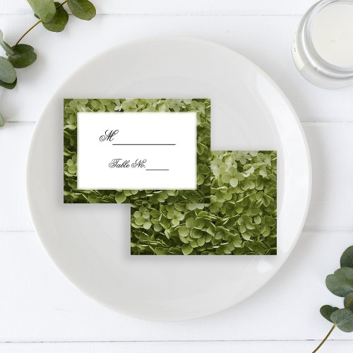 Green Annabelle Hydrangea Wedding Place Cards