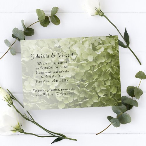 Green Annabelle Hydrangea Wedding Save the Date
