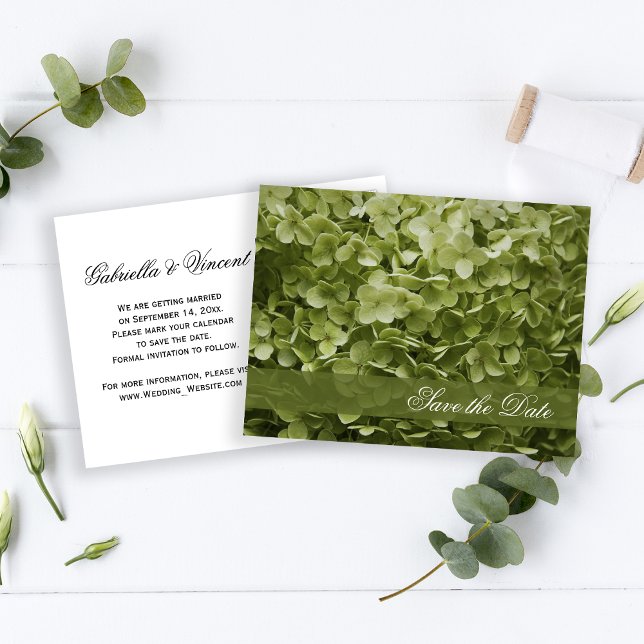 Green Annabelle Hydrangea Wedding Save the Date Announcement Postcard (Creator Uploaded)
