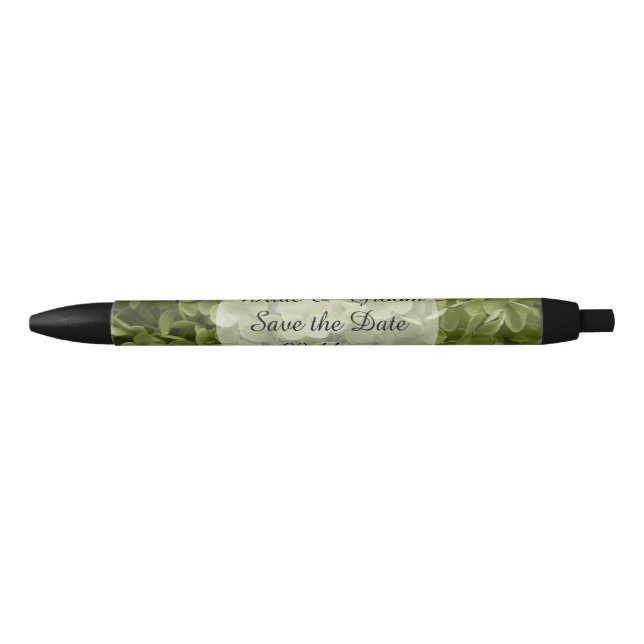 Green Annabelle Hydrangea Wedding Save the Date Pen (Front)