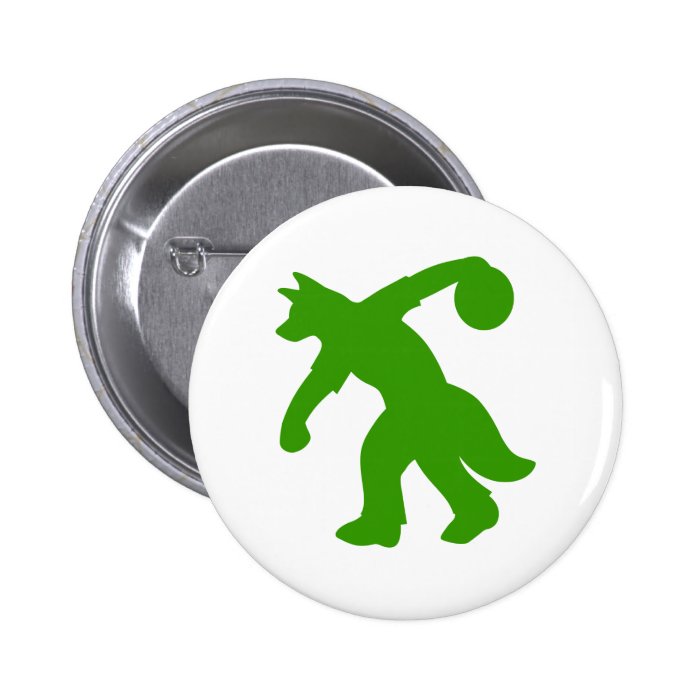 Green Anthropomorphic Canine Bowling Button 0001