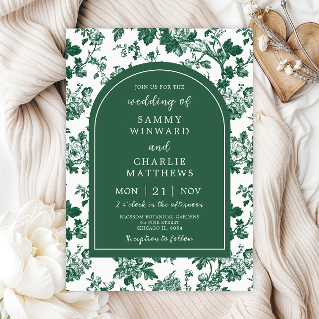 Green Antique Chinoiserie Wedding Invitation (Creator Uploaded)