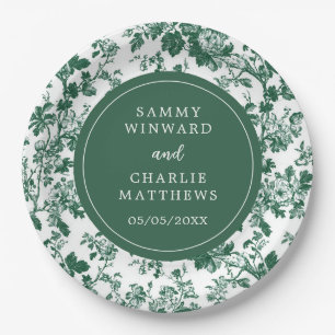 Green Antique Chinoiserie Wedding Paper Plates