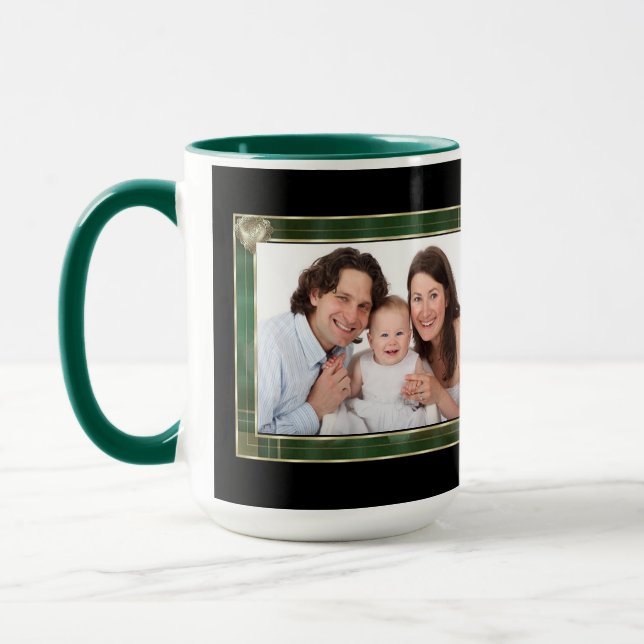 Green Antique Frame 2 Photo Family Collage Mug (Left)