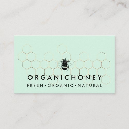 Green Apiarist Honey Gold Bumble Bee Honeycomb Business Card