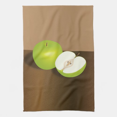 Green Apple_and_a_Half Still Life Kitchen Towel