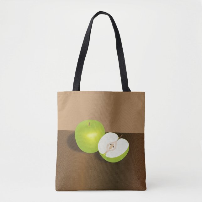 Green Apple-and-a-Half Still Life Tote Bag (Front)