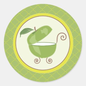 Green Apple Baby Carriage Envelope/favor Sticker by OrangeOstrichDesigns at Zazzle