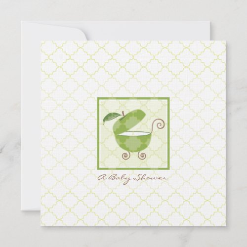 Green Apple Baby Carriage Shower Invitation