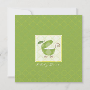 Green Apple Baby Carriage Shower Invitation
