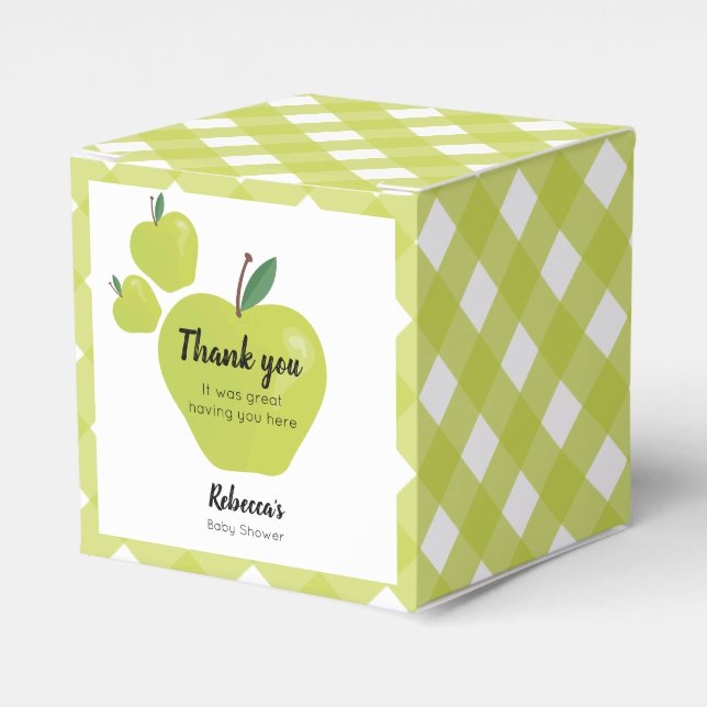 Green apple baby shower favor boxes (Front Side)
