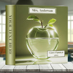 Green Apple Back to School Teacher Binder<br><div class="desc">Elegant binder featuring a transparent glass style illustration of a green apple. The rectangular shapes are separate and can be customized or deleted in the advanced editor. Beautiful for a teacher,  student as well as other purposes.</div>