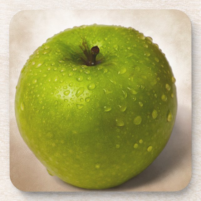 Green apple beverage coaster (Front)